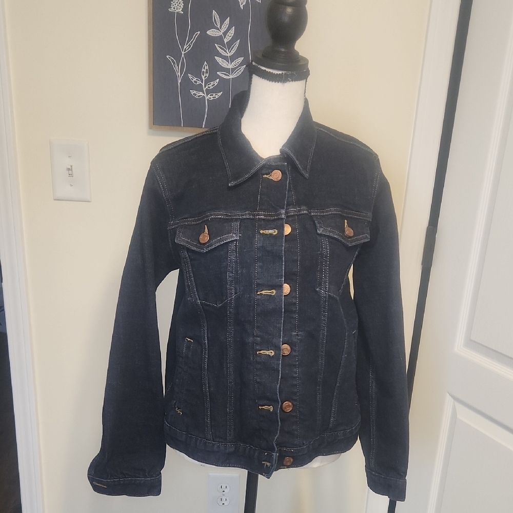 GAP Women's Black Denim Jacket Dark Indigo Medium